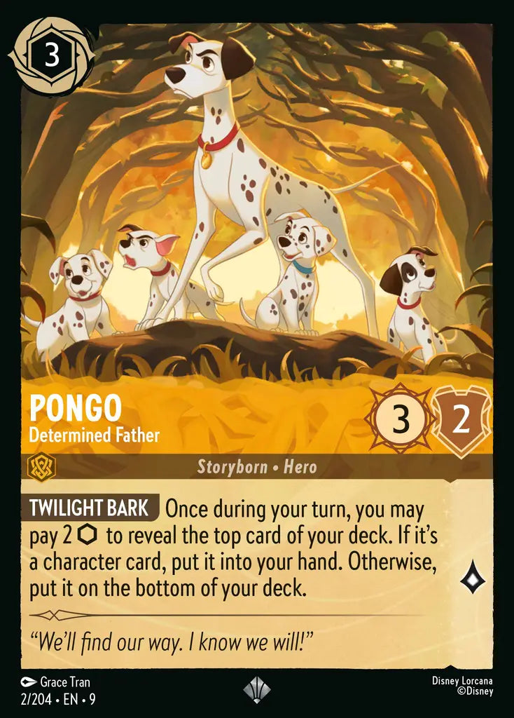 Pongo – Determined Father - 2/204 - Super Rare - Fabled - Disney Lorcana