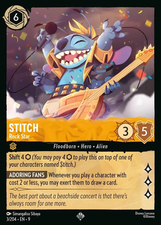 Stitch – Rock Star - 3/204 - Super Rare - Fabled - Disney Lorcana