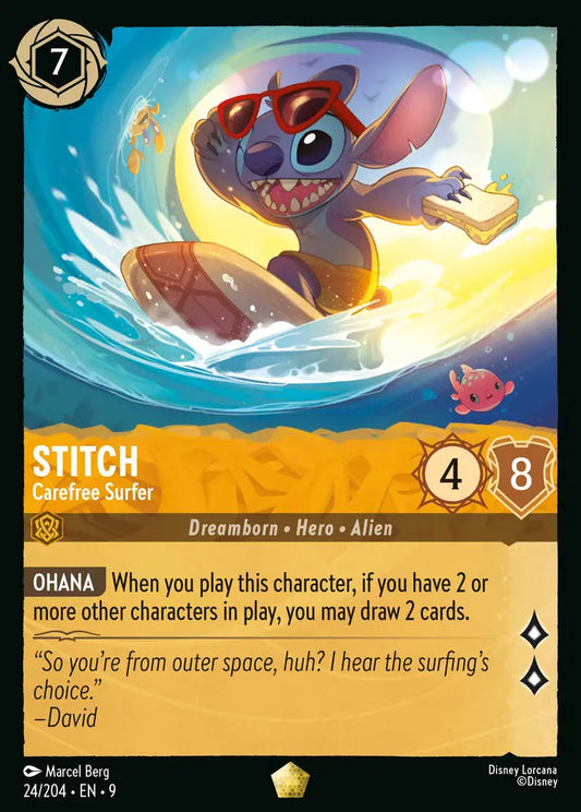 Stitch – Carefree Surfer - 24/204 - Legendary - Fabled - Disney Lorcana