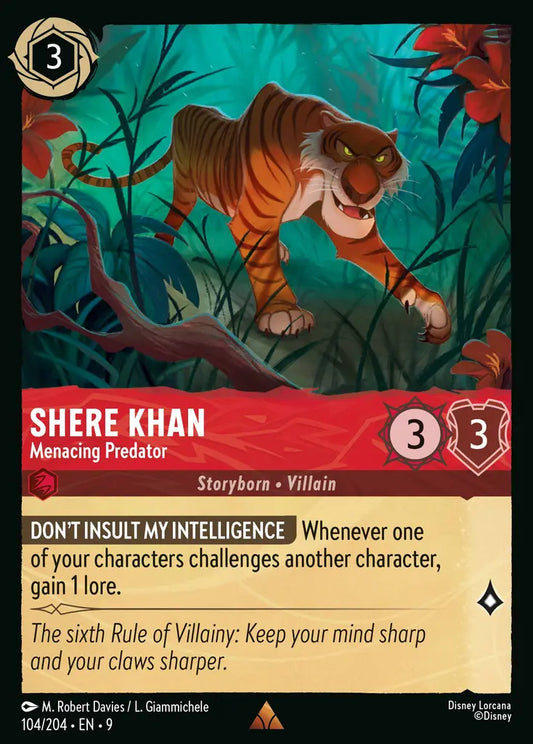 Shere Khan - Menacing Predator - 104/204 - Rare - Fabled - Disney Lorcana