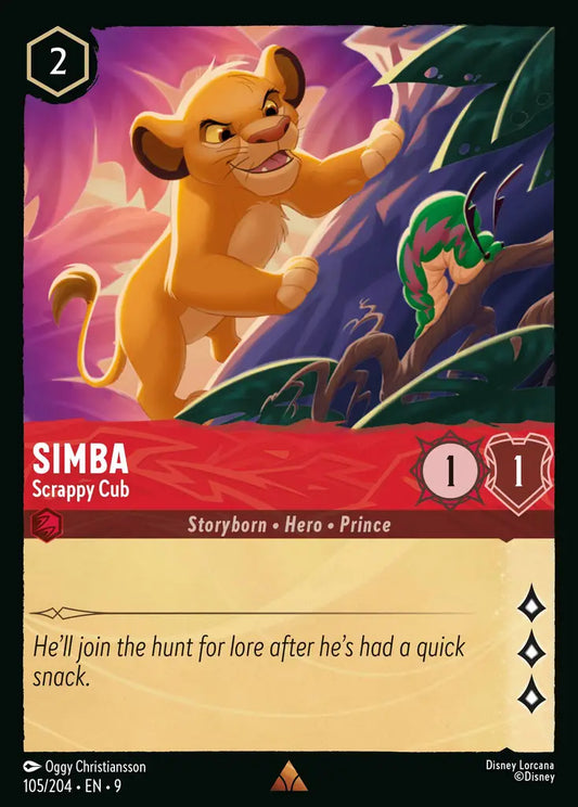 Simba - Scrappy Cub - 105/204 - Rare - Fabled - Disney Lorcana