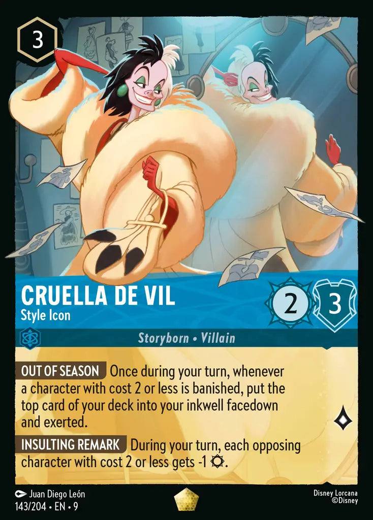 Cruella De Vil - Style Icon - 143/204 - Legendary - Fabled - Disney Lorcana