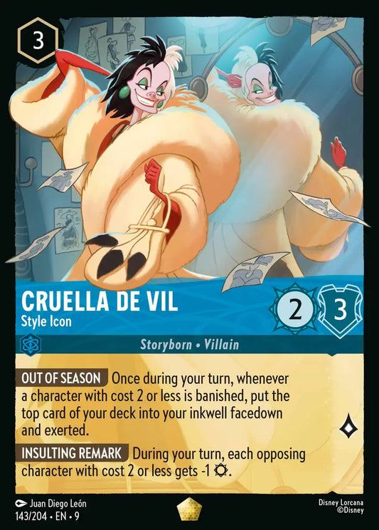 Cruella De Vil - Style Icon - 143/204 - Legendary - Fabled - Disney Lorcana