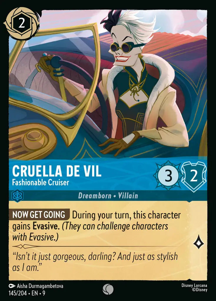 Cruella De Vil - Fashionable Cruiser - 145/204 - Common - Fabled - Disney Lorcana