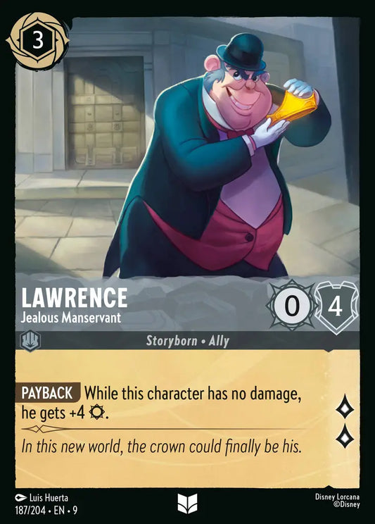 Lawrence - Jealous Manservant - 187/204 - Uncommon - Fabled - Disney Lorcana