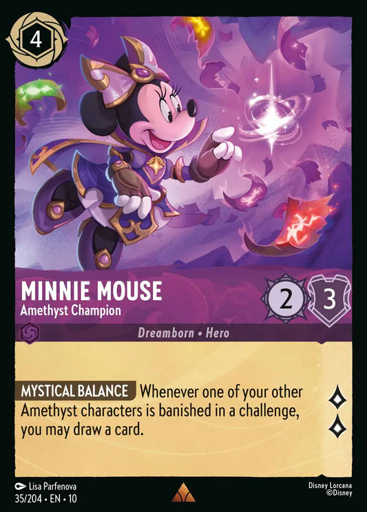 Minnie Mouse - Amethyst Champion - 35/204 - Rare - Whispers in the Well - Disney Lorcana