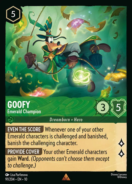 Goofy - Emerald Champion - 91/204 - Rare - Whispers in the Well - Disney Lorcana