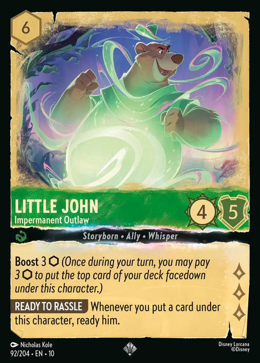 Little John - Impermanent Outlaw - 92/204 - Super Rare - Whispers in the Well - Disney Lorcana