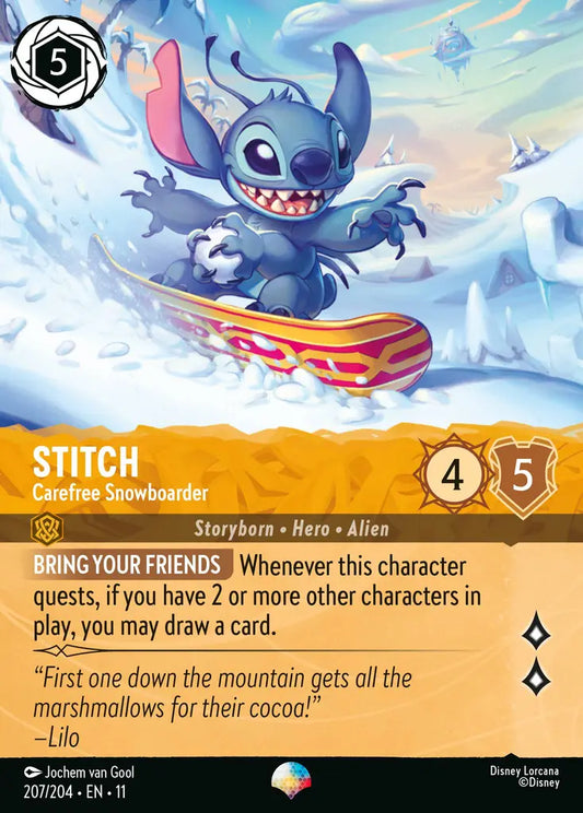Stitch - Carefree Snowboarder - 207/204 - Epic - Winterspell - Disney Lorcana